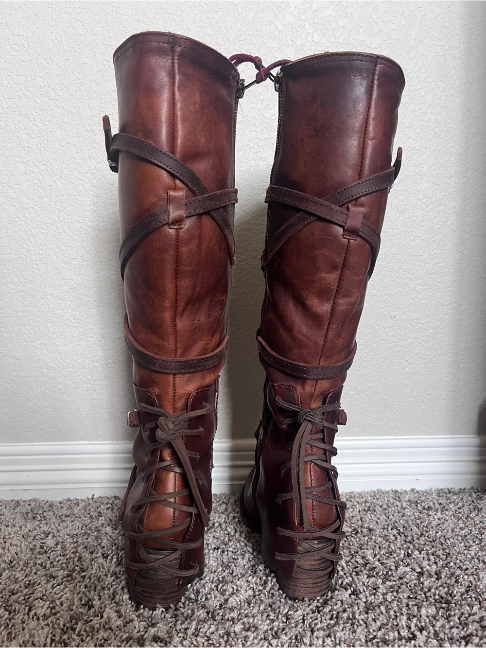 Cassius Freebird by Steven Brown Leather Wrap-Strap Knee Boots - Picture 4 of 7